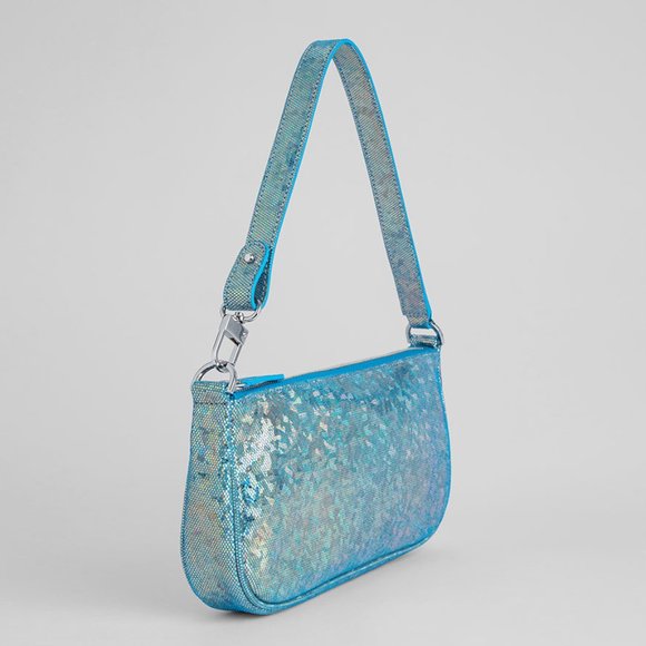 BY FAR Rachel Disco Blue Hologram Leather Shoulder Bag - Picture 1 of 16